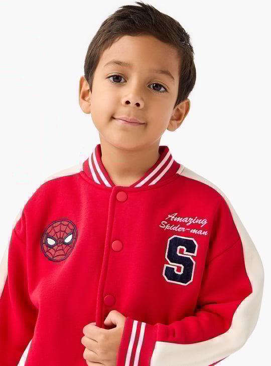 Juniors Spider-Man Embroidered Varsity Jacket