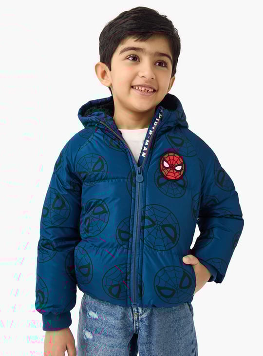 Juniors Spider-Man Print Hooded Jacket