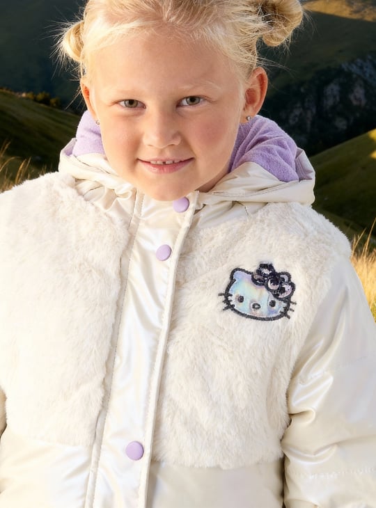 Hello Kitty Sequin Embellished Padded Jacket with Hood