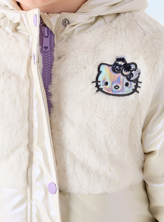 Hello Kitty Sequin Embellished Padded Jacket with Hood