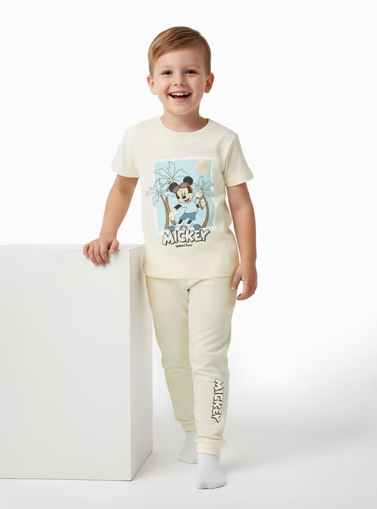 Mickey Mouse Print T-shirt and Pyjama Set