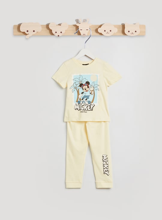 Mickey Mouse Print T-shirt and Pyjama Set