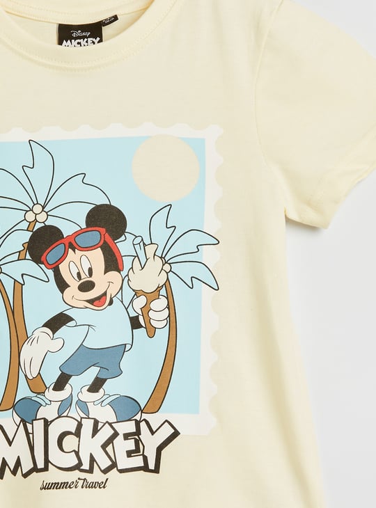 Mickey Mouse Print T-shirt and Pyjama Set