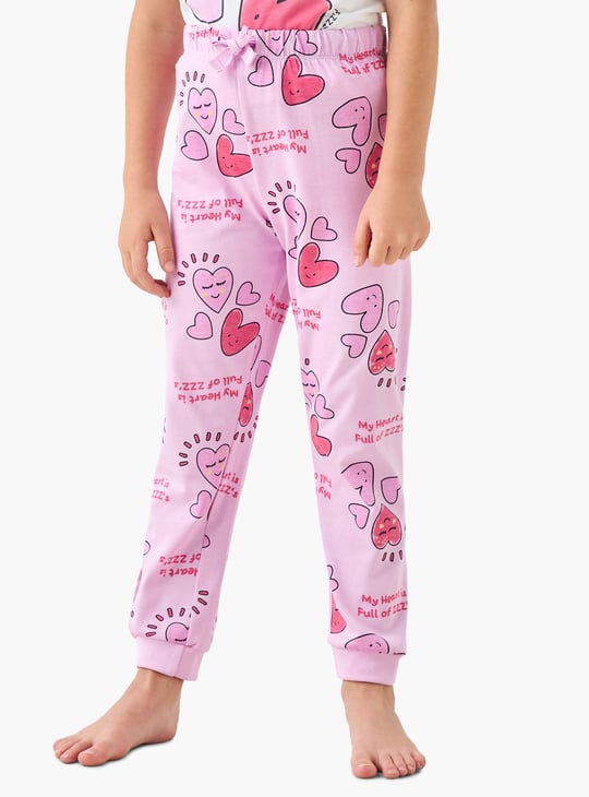 Juniors Heart Print T-shirt and Pyjama Set