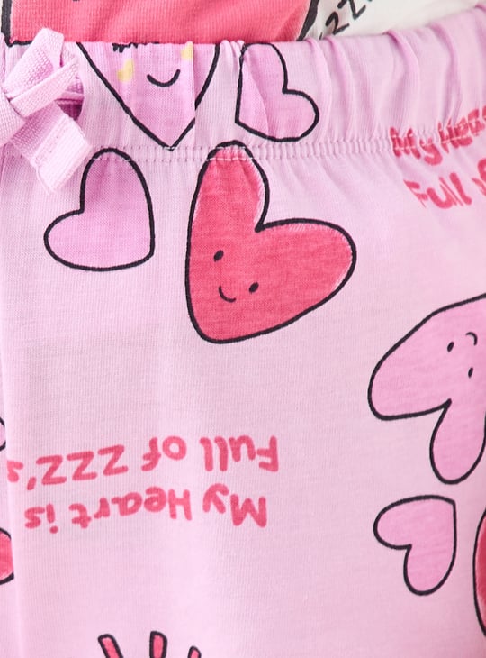 Juniors Heart Print T-shirt and Pyjama Set