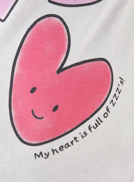 Juniors Heart Print T-shirt and Pyjama Set