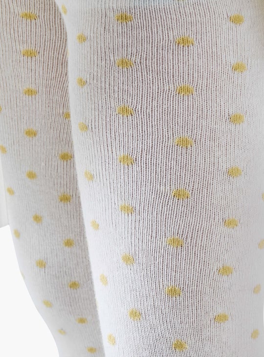 Juniors Unicorn Applique Sweater Dress with Polka Dot Tights