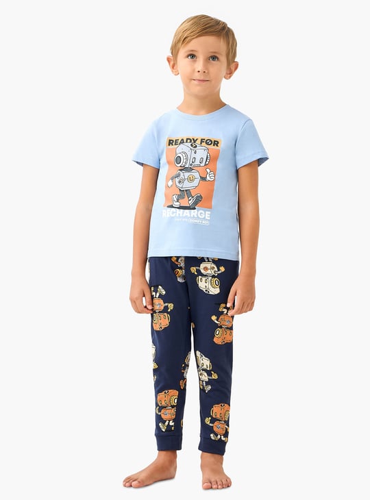 Juniors Robot Print T-shirt and Pyjama Set