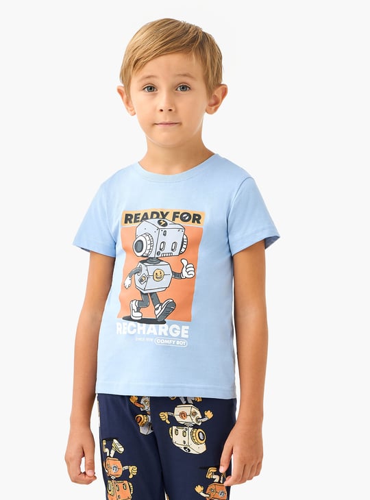 Juniors Robot Print T-shirt and Pyjama Set