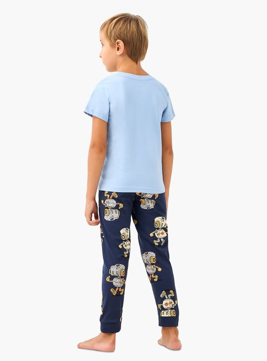 Juniors Robot Print T-shirt and Pyjama Set