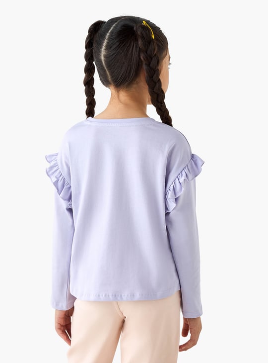 Juniors Printed T-shirt with Long Sleeves