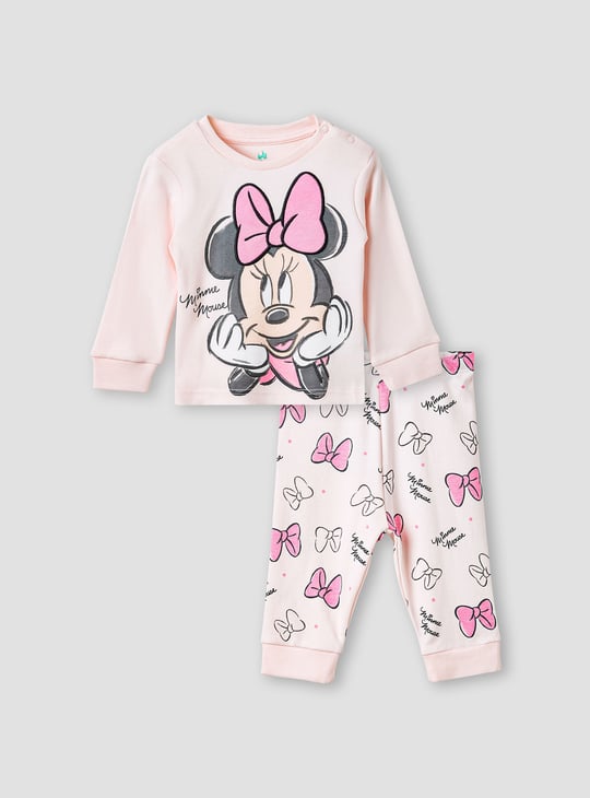 Minnie Mouse Print T-shirt and Pyjama Set