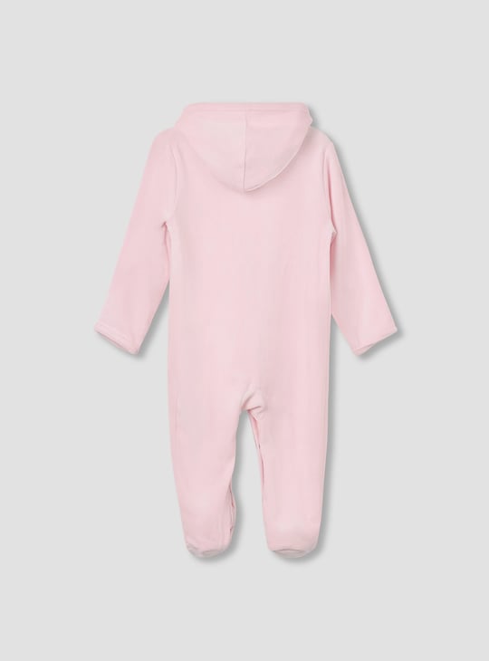 Juniors Bunny Embroidery Hooded Sleepsuit with Long Sleeves