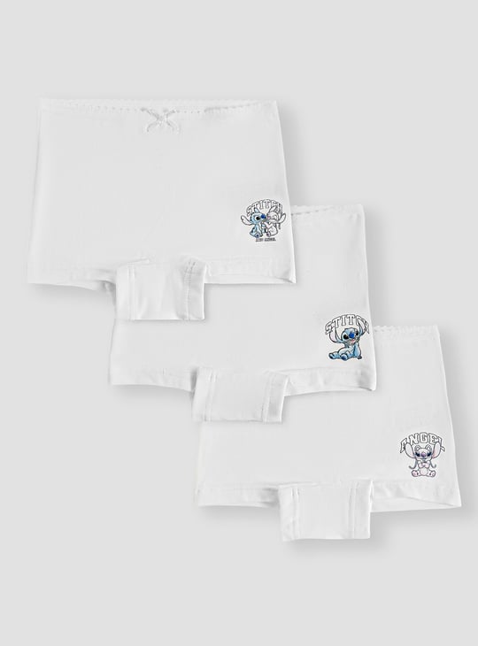 Juniors Stitch and Angel Print Boy Shorts - Set of 3