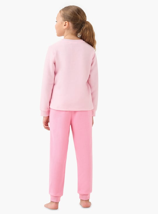 Juniors Unicorn Embroidered Fleece T-shirt and Pyjama Set
