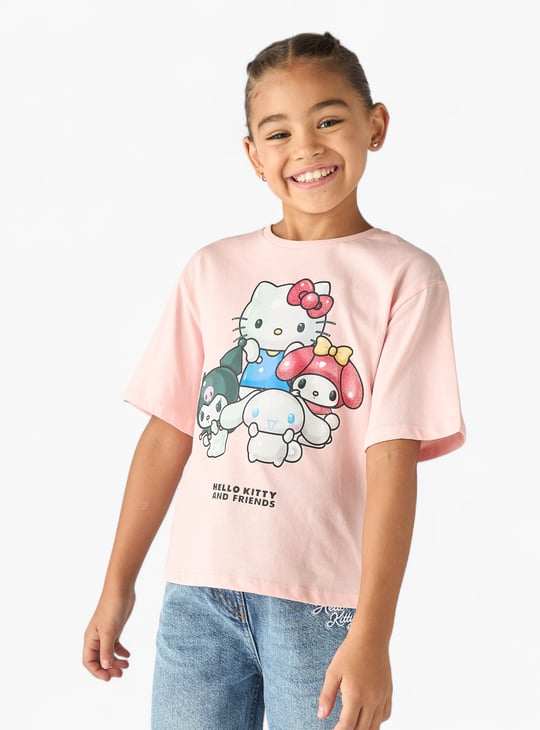 Sanrio Hello Kitty and Friends Print T-shirt with Short Sleeves