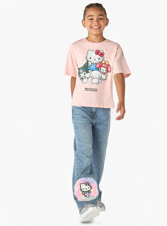 Sanrio Hello Kitty and Friends Print T-shirt with Short Sleeves