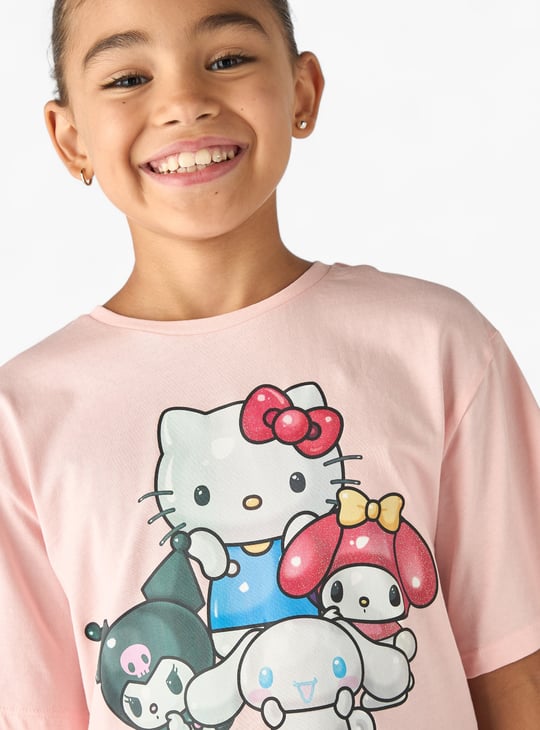 Sanrio Hello Kitty and Friends Print T-shirt with Short Sleeves