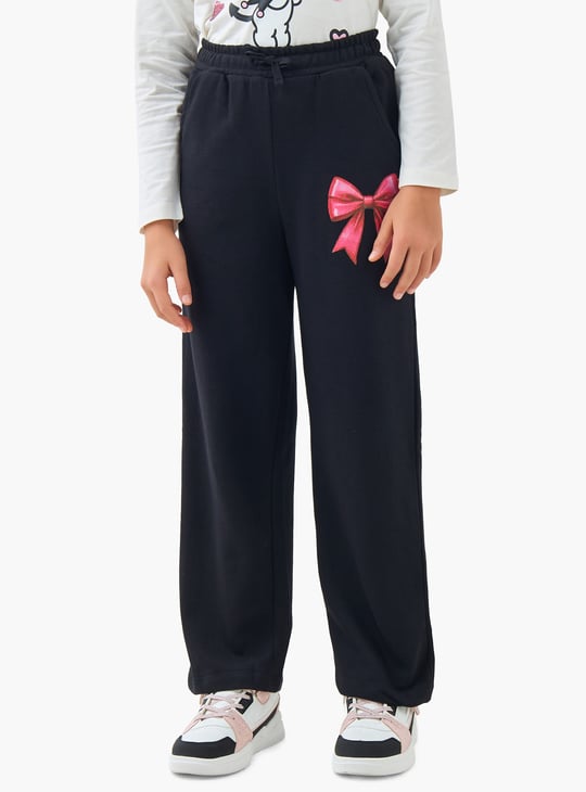 Juniors Bow Print Track Pants with Pockets
