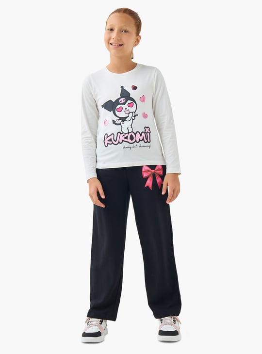 Juniors Bow Print Track Pants with Pockets