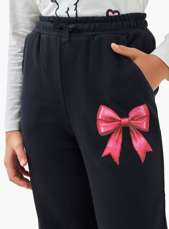Juniors Bow Print Track Pants with Pockets