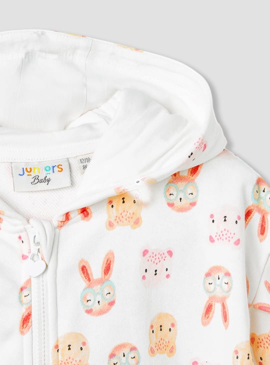 Juniors Animal Print Hooded Sweatshirt with Long Sleeves