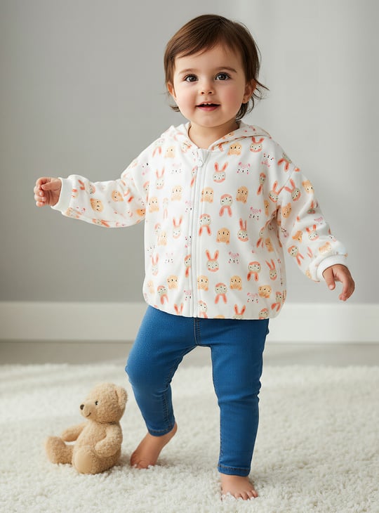 Juniors Animal Print Hooded Sweatshirt with Long Sleeves