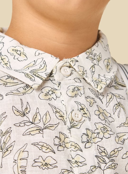 Juniors Printed Shirt and Shorts Set with Suspenders