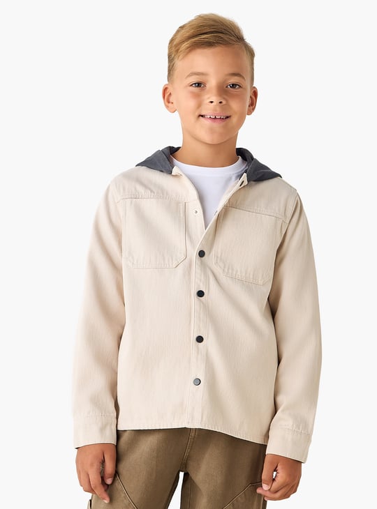 Juniors Contrast Hood Shirt