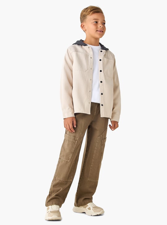 Juniors Contrast Hood Shirt