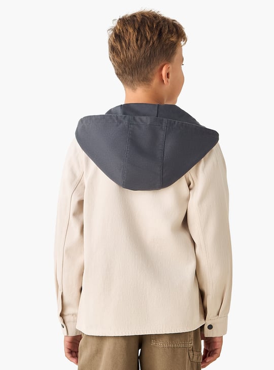 Juniors Contrast Hood Shirt