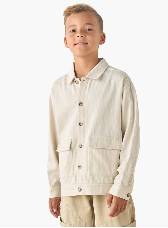 Juniors Herringbone Shirt with Pockets
