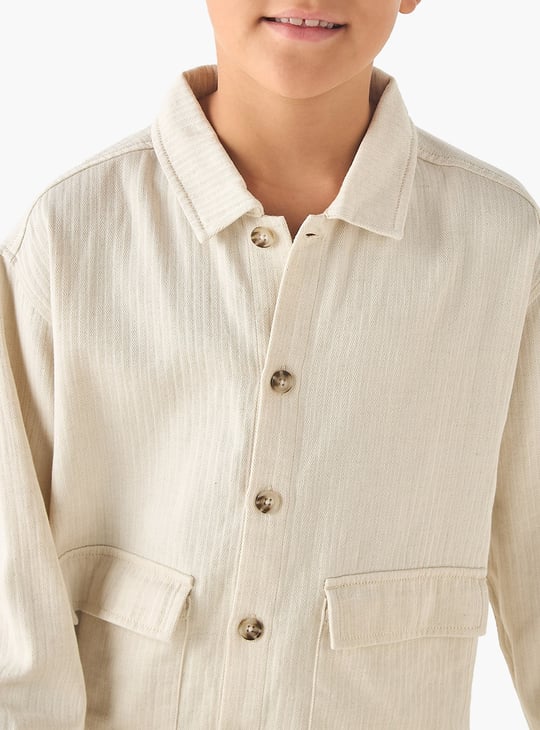 Juniors Herringbone Shirt with Pockets