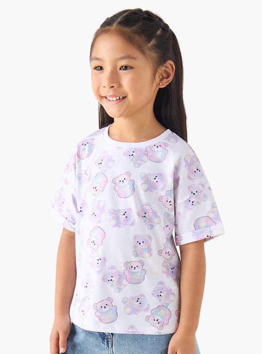 Juniors Bear Print T-shirt