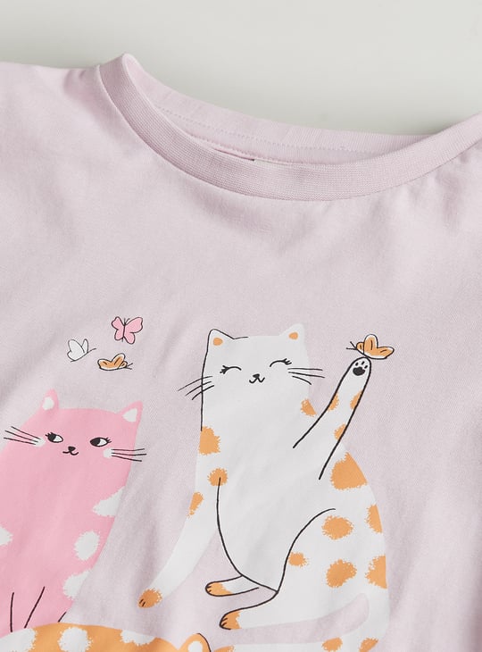 Girls Printed T-shirt and Pyjamas Set - Pack of 2