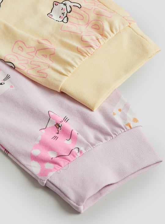 Girls Printed T-shirt and Pyjamas Set - Pack of 2