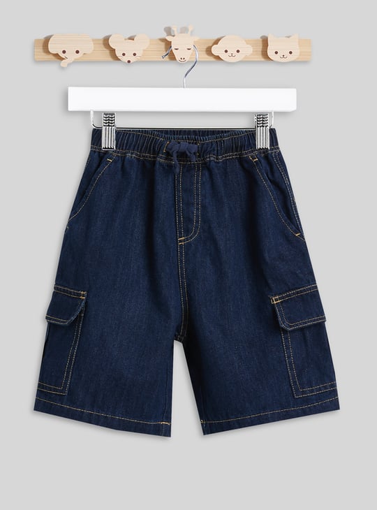 Juniors Washed Denim Cargo Shorts
