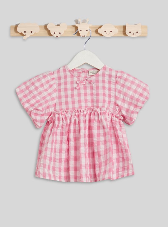 Juniors Gingham Checked Top