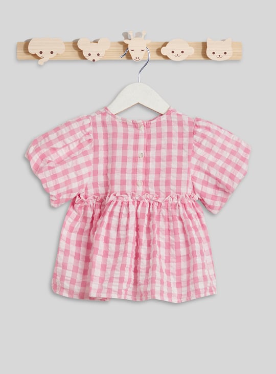 Juniors Gingham Checked Top