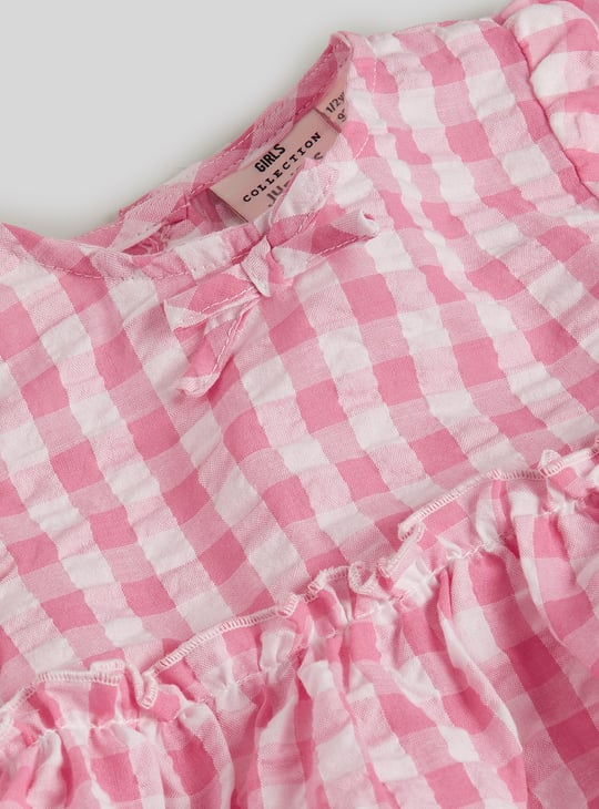 Juniors Gingham Checked Top