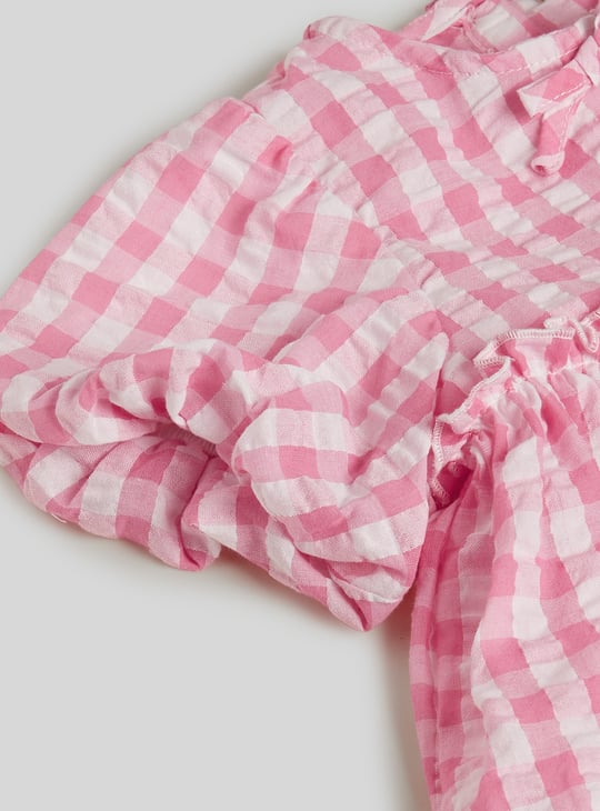 Juniors Gingham Checked Top