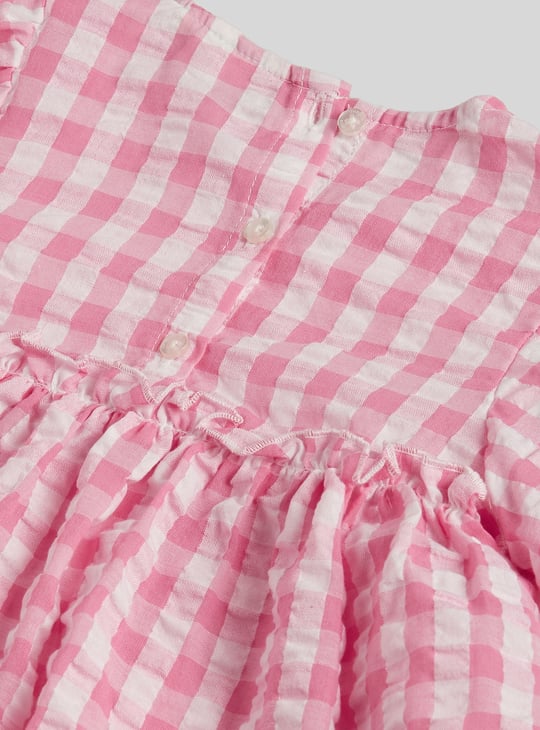 Juniors Gingham Checked Top