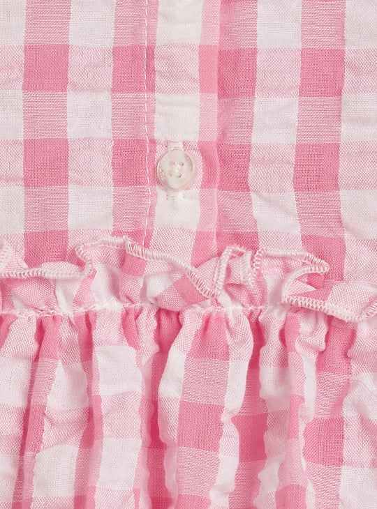 Juniors Gingham Checked Top