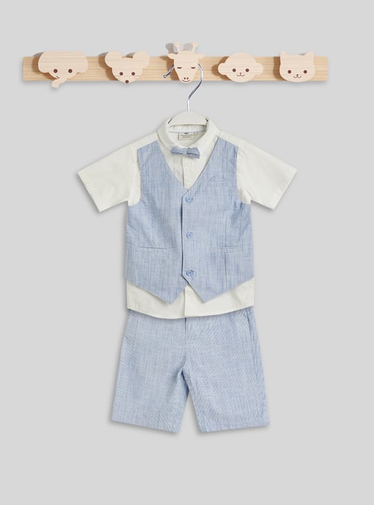 Juniors Woven Striped Layered Shirt and Shorts Set