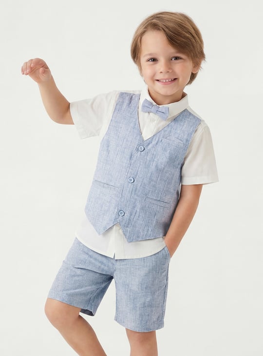 Juniors Woven Striped Layered Shirt and Shorts Set