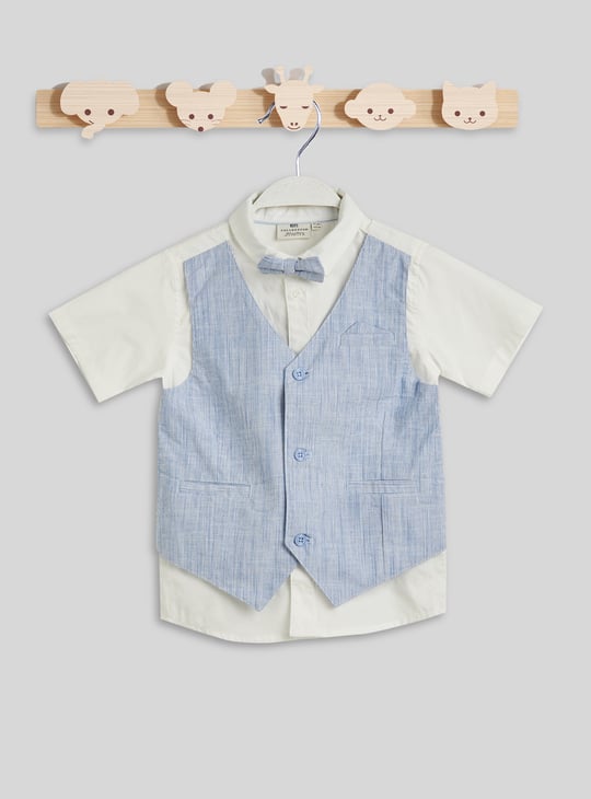 Juniors Woven Striped Layered Shirt and Shorts Set