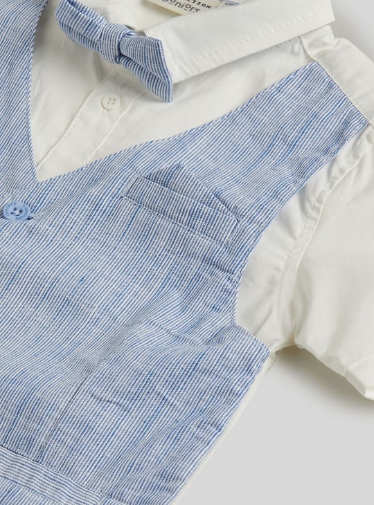 Juniors Woven Striped Layered Shirt and Shorts Set