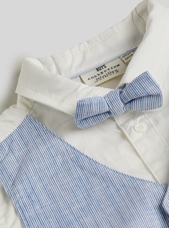 Juniors Woven Striped Layered Shirt and Shorts Set