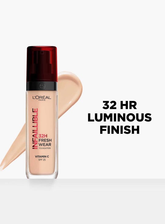 L'Oreal Paris Infallible 32H Fresh Wear Foundation - Natural Beige 125/Warm Undertone,30 ml