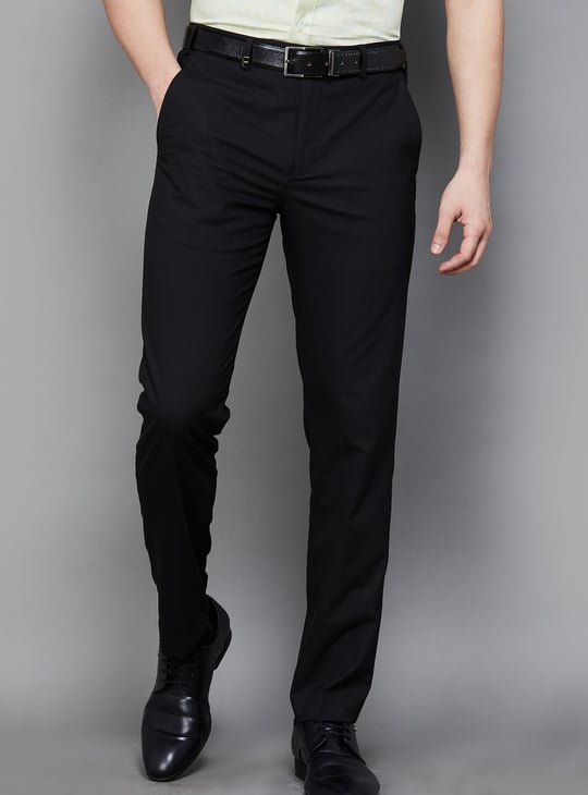 PARK AVENUE Men Solid Super Slim Formal Trousers